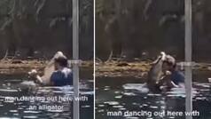 Viral Video Shows Man Dancing With Alligator Romantically, Netizens Say Play Pehla Nasha. Watch
