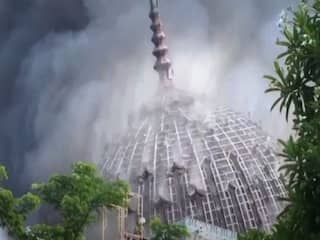 Giant Dome of Jakarta Islamic Centre Grand Mosque Collapses after Massive Fire