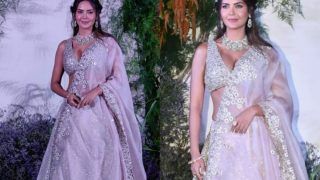 Esha Gupta Raises Hotness in Rs 436,800 Heavily Embroidered Shimmer Lehenga With Sexy Plunging Neckline, See Pics From Richa Chadha – Ali Fazal Reception