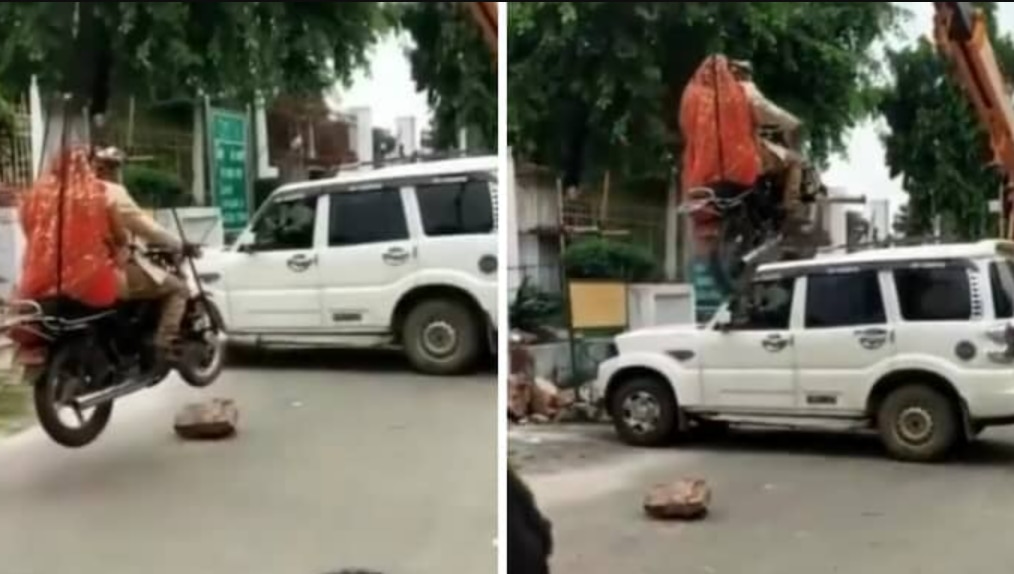 Viral Video: Desi Bride & Groom Fly Bike in Air for Pre-Wedding Shoot, Internet Calls It 'Dhoom 4' | Watch