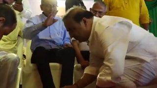 'Ethos of Indian Culture': Himanta Biswa Sarma Washes Feet Of Senior BJP Leaders In Guwahati. Watch Video