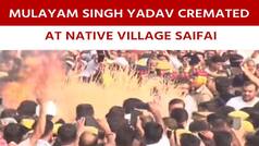 Mulayam Singh Yadav Funeral: Samajwadi Party Founder Cremated At Native Village Saifai, Son Akhilesh Yadav Gives Shoulder To Father - Watch