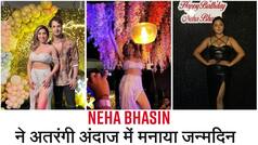 नेहा भसीन ने केक के ऊपर रखा सैंडल और टेबल पर चढ़कर पूरी रात लगाए ठुमके | Watch Video