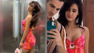 Disha Patani Kickstarts Monday in Hot Pink-Orange Bodycon Dress, Flaunts Sexy Curves Inside Lift, Pics