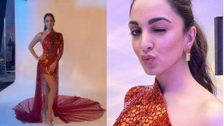 Kiara Advani is Your Shimmer Goddess in a Sexy Red One-Shoulder Dress With Dramatic Floor-Length Train - See Pics
