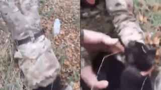 Ukrainian Soldiers Dive Into Deep Pit To Rescue Dog, Video Goes Viral. Watch
