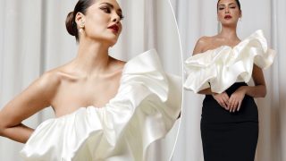 Esha Gupta Strikes a Gloriously Fierce Pose in Sexy Cream And Black Maxi Dress Worth Rs 54K- See HOT PICS