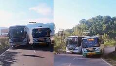 Himachal State Bus Caught On Camera Driving Dangerously To Overtake Another Bus. Watch