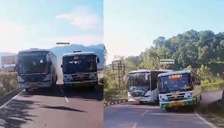 Himachal State Bus Caught On Camera Driving Dangerously To Overtake Another Bus. Watch