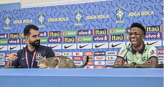 WATCH: Cat Interrupts Vinicius Jr's PC Ahead of Brazil-Croatia Q/F Clash
