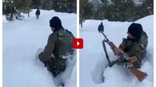 Viral Video: Army Jawan Wades Through Waist-Deep Snow With Smile; Internet Salutes | WATCH