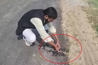 Corruption Video: Man Scoops Out Newly-Constructed Road With Bare Hands in UP's Deoria; Clip Goes Viral