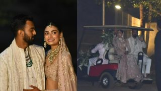 Athiya Shetty-KL Rahul Arrive in a Golf Cart to Pose For The Paps - Check Romantic Photos