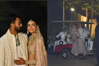 Athiya Shetty-KL Rahul Arrive in a Golf Cart to Pose For The Paps - Check Romantic Photos