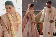 Athiya Shetty's Bridal Lehenga PICS: Actress Looks Ethereal in Blush Pink Lehenga With Floral Detailing