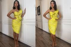 Sunny Leone Is Here to Make us Drool Over Her Sexy One-Shoulder Yellow Dress
