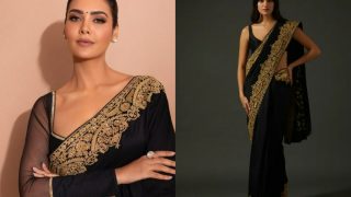 Esha Gupta Turns Sexy Ethnic Goddess in Chanderi Silk Embroidered Saree, Check How Much it Costs