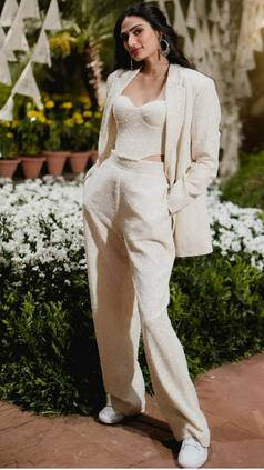 Athiya Shetty is The Coolest Bride in a Chikankari Ivory Pantsuit And Sneakers For Her Wedding After-Party
