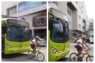 Viral: Cyclist Annoys Bus Driver By Repeated Braking, Made To Pay Heavy Price | WATCH VIDEO