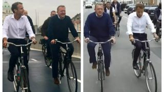 French President Macron And Danish PM Lars Lokke Ride Cycles In Copenhagen | WATCH VIRAL VIDEO