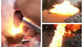 Man Lights Up Flammable Liquid For Reckless Fun, And It Literally Backfires | Watch Viral Video