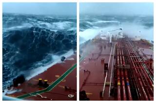 Viral Video: Gigantic Sea Waves Make Huge Ship Shake Like A Toy | Watch