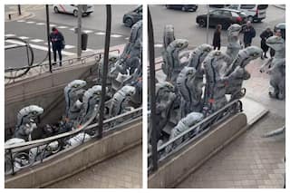 Dinosaur Invasion! Dozens Of 'Velociraptors' Walk Out Of Subway Leaving People Shocked | Watch Viral Video