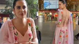 Urfi Javed Slays in Hot Backless Pink Salwar-Suit at Airport, Netizens Say 'Unbelievable For a Change' - Watch