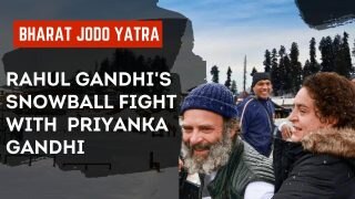 Bharat Jodo Yatra: Rahul Gandhi Enjoys Snowball Fight With Sister Priyanka Gandhi In J & K - Watch Video