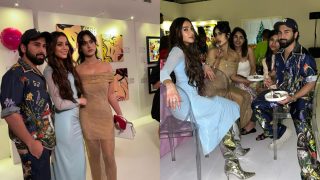 Nysa Devgan Looks Bombshell in SEXY Off-Shoulder Golden Dress, Poses With Close Friends in New PICS