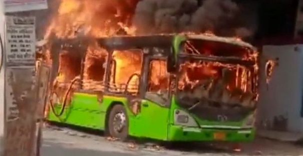 Delhi DTC Bus Catches Fire In Kanjhawala; No Casualties Reported