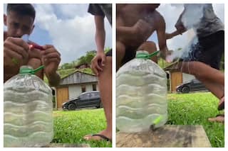 Viral Video: Man Lights Cracker With Lighter, Throws Lighter In Jar, Runs Away With Lit Up Cracker And It   s BOOM Time