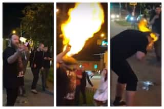 Stunt Goes Horribly Wrong Leaving Man   s Entire Face On Fire: Horrific Video Emerges