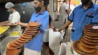 Viral Video: 16 Plates of Dosa in Hand And Dedication in Heart, Waiter's Balancing Skills Impresses Anand Mahindra - WATCH