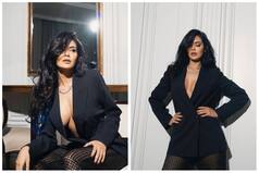 Esha Gupta Maximises Hotness in Bold Black Blazer And Netted Stockings