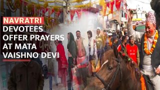 J&K: Devotees throng Mata Vaishno Devi Temple in Katra on first day of Chaitra Navratri - Watch Video