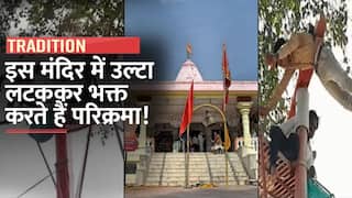 भैरव मंदिर में 25 फीट ऊंटे खंभे पर उल्टा लटककर भक्त करते हैं परिक्रमा, वीडियो में जानें क्या है परंपरा| Watch Video