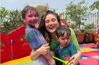 Balam Pichkari! Kareena Celebrates Holi With Taimur And Jeh on Terrace - See Colourful Pics