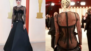 No Underwear! Lady Gaga Makes Bare-Bum Appearance at Oscars 2023 in Sheer Black Corset Dress - See Viral PICS
