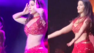 Viral Dance Video: Nora Fatehi Oozes Oomph With Her Fiery Moves in Hot Red Dress, Internet Says 'Aag Laga Di' - Watch