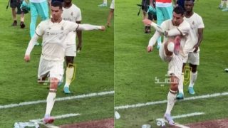 Cristiano Ronaldo Loses COOL; Kicks Bottle as Rival Fans Chants Lionel Messi's Name During Saudi Pro League | WATCH VIDEO