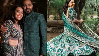 Swara Bhasker Takes 'Blooming in Love' Quite Literally in Her Beautiful Green Lehenga by Rahul Mishra, Check Inside Photos From Sangeet
