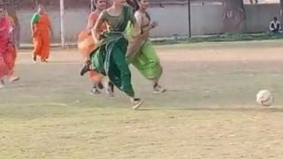 Breaking The Barriers: Gwalior Women in Sarees Play Football With Style - Watch Viral Video
