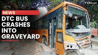 DTC Bus Crashes Into Graveyard In Delhi’s Khan Market - Watch Video