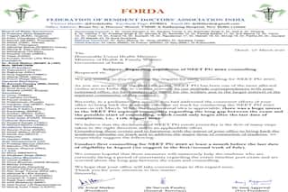 Conduct NEET PG 2023 Counselling in July: FORDA Writes Letter to Health Minister