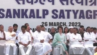 Priyanka Gandhi, Kharge Join Congress Protest Over Rahul Gandhi's Disqualification