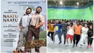 RRR Mania: Ram Charan Receives Surprise From Prabhudeva as he Grooves to Oscar Winning Song 'Naatu Naatu' at RC15 Sets