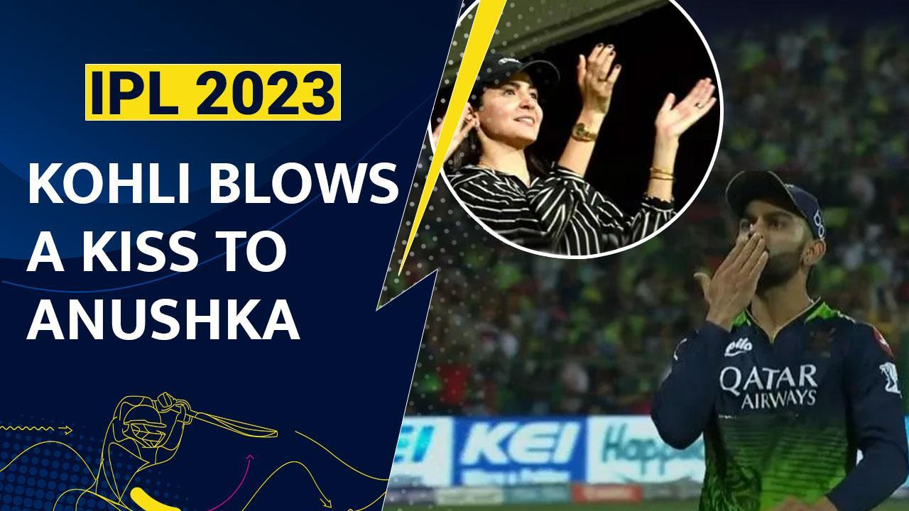 Watch: Virat Kohli Gives Flying Kiss To Anushka Sharma During RCB vs RR Match