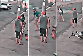Man Saves Girl On Bicycle From Crashing Into Pole With Super Reflexes: Watch