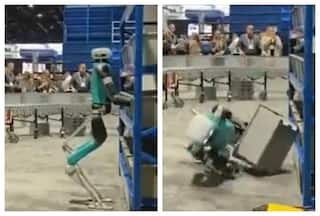 Robot Gets Tired After Day   s Work, Collapses: Watch